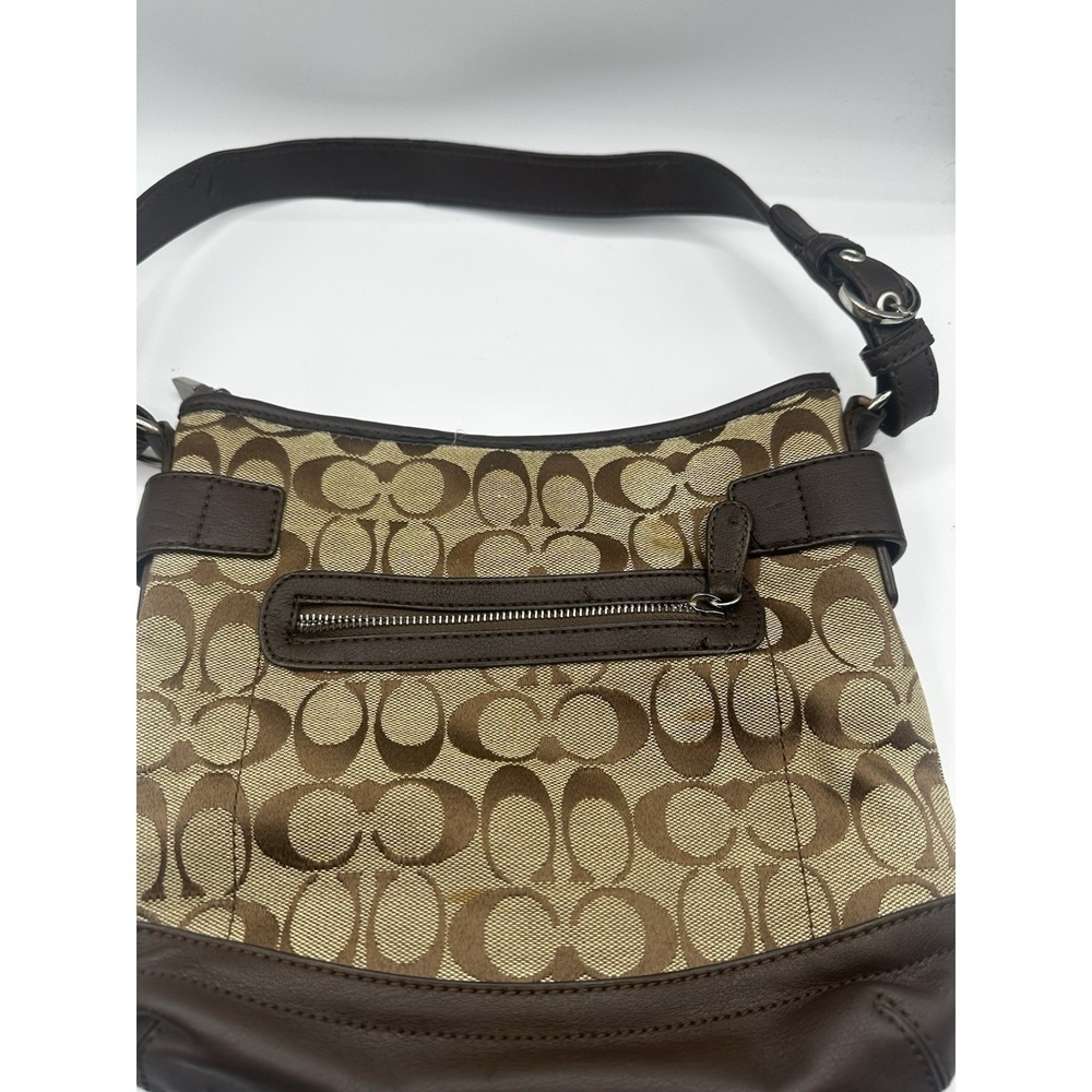 Coach Signature Soho Hobo Shoulder Bag Brown Khaki Canvas Leather Buckle Trim 14 - Picture 4 of 16